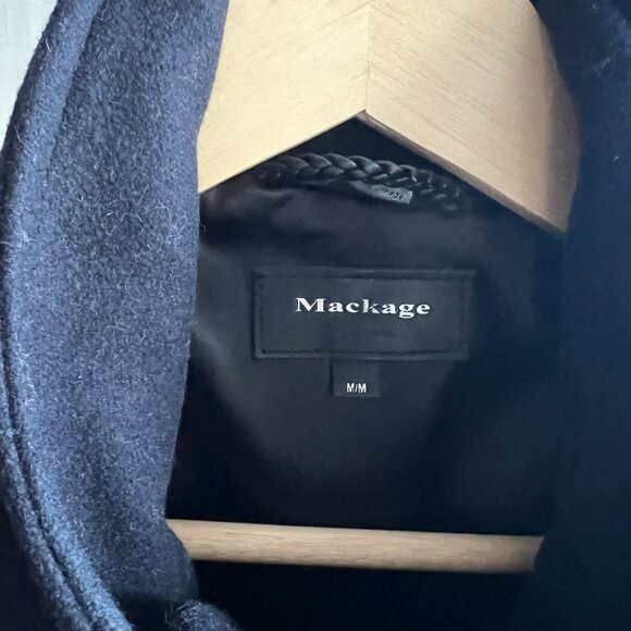 Mackage Double Face Wool Coat with Leather Sleeves - Picture 8 of 14